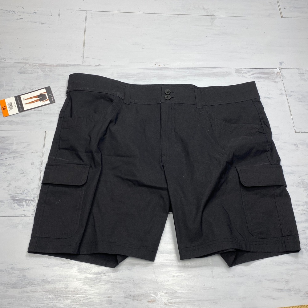 Eddie Bauer Summer Trail Shorts Womens 16 Black Cargo Hiking UPF 30+ Lightweight